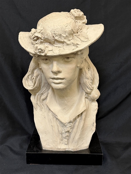 Austin Productions 1979 Sculpture "Young Girl With Roses on Her Hat"