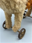 Steiff Mohair Dog On Wheels Pull Toy