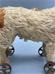 Steiff Mohair Dog On Wheels Pull Toy