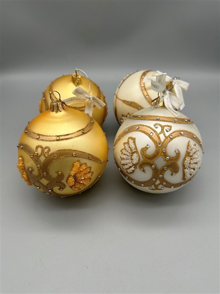 (4) Waterford Christmas Ornaments