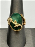 14k Yellow Gold Malachite Cabochon Ring