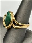 14k Yellow Gold Malachite Cabochon Ring