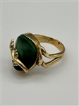14k Yellow Gold Malachite Cabochon Ring