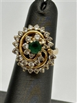 14k Yellow Gold Dankner Emerald and Diamond Ring