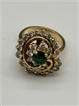 14k Yellow Gold Dankner Emerald and Diamond Ring