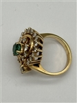 14k Yellow Gold Dankner Emerald and Diamond Ring