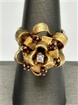 14k Yellow Gold Ruby and Diamond Ring Fancy Setting
