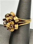 14k Yellow Gold Ruby and Diamond Ring Fancy Setting