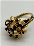 14k Yellow Gold Ruby and Diamond Ring Fancy Setting