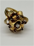 14k Yellow Gold Ruby and Diamond Ring Fancy Setting