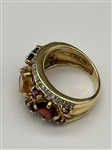 14k Yellow Gold Citrine, Ruby, Amethyst, Diamond Ring