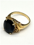 14k Yellow Gold Sapphire, Diamond Ring