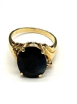 14k Yellow Gold Sapphire, Diamond Ring
