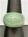 14k Yellow Gold Large Jade Cabochon Ring