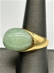 14k Yellow Gold Large Jade Cabochon Ring