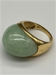 14k Yellow Gold Large Jade Cabochon Ring