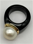 14k Yellow Gold Onyx Pearl Ring