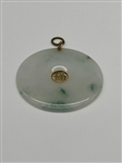 14k Gold Jade Disc Pendant