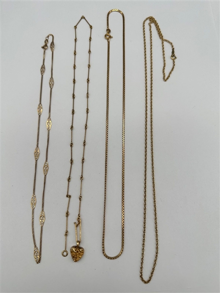 (4) 14k Gold Necklaces