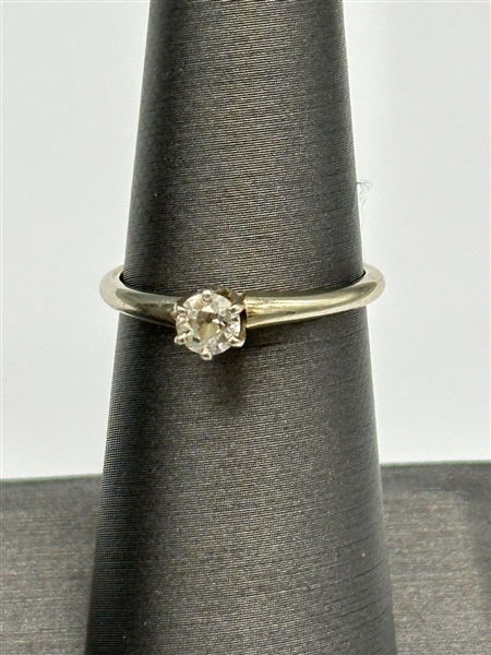 14k White Gold Solitaire Diamond Ring
