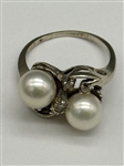 Platinum Pearl and Diamond Ring