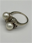 Platinum Pearl and Diamond Ring