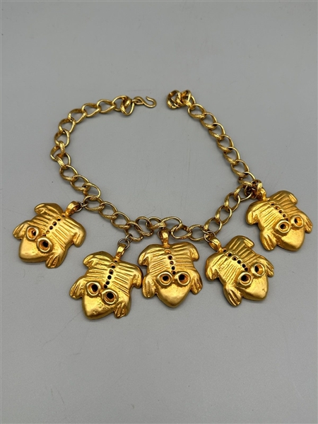 Kenneth Lane Chunky Frog Gold Tone Necklace