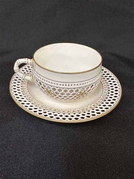 19th Century Sevres Reticulated Tea Cup and Saucer