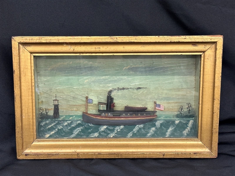 After William Spahn 19th Century Shadowbox Diorama American Ship