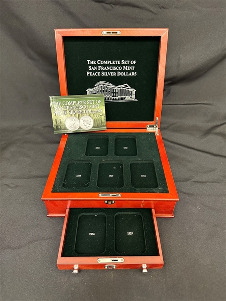 The Complete Set of San Francisco Mint Peace Silver Dollars EMPTY Case