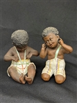 Gebruder Heubach Germany Matching Black Piano Babies Figurines