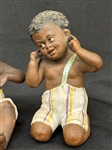 Gebruder Heubach Germany Matching Black Piano Babies Figurines