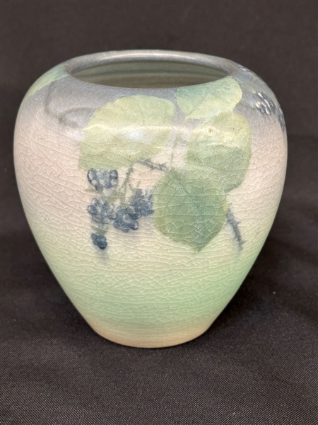 Rookwood Vellum Vase With Blackberry Signed Margaret Helen McDonald