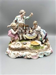 Meissen Figural Porcelain Group Children Party With Dancing Dog