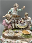 Meissen Figural Porcelain Group Children Party With Dancing Dog
