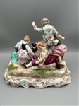 Meissen Figural Porcelain Group Children Party With Dancing Dog