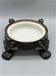 Jardiniere on Porcelain Stand Yellow Roses