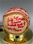 Hall of Famers Joe DiMaggio, Ted Williams, Bob Feller, Luke Appling, Lou Boudreau, Joe Cronin Signed Baseball Full Cert JSA