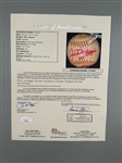 Hall of Famers Joe DiMaggio, Ted Williams, Bob Feller, Luke Appling, Lou Boudreau, Joe Cronin Signed Baseball Full Cert JSA