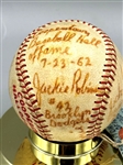Hall of Fame Signed Baseball Jackie Robinson, Bill McKechnie, Ed Rousch, Warren Spahn, Jocko Conlon, Charlie Grimm Full JSA Certificate
