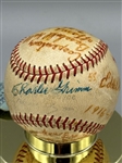 Hall of Fame Signed Baseball Jackie Robinson, Bill McKechnie, Ed Rousch, Warren Spahn, Jocko Conlon, Charlie Grimm Full JSA Certificate