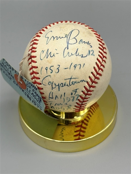 Ernie Banks Dual Signed American League Baseball 