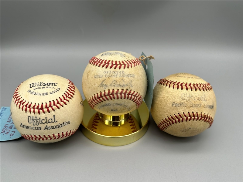 (3) Baseballs: 1975 Gulf Coast, 1969 Pacific Coast, 1970 American Association League