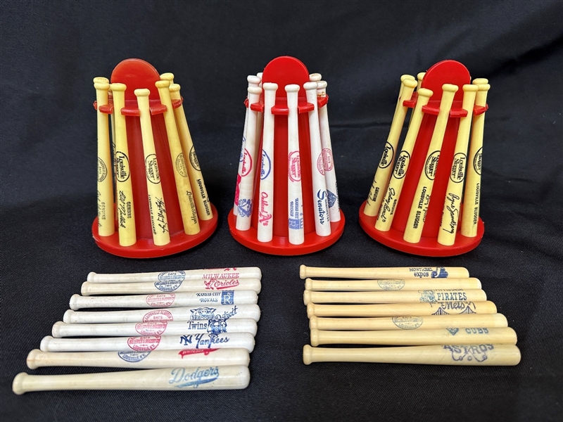(3) Louisville Slugger MLB Plastic Bat Banks and Extras