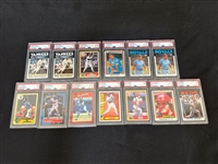 Group of (13) Graded PSA Baseball Cards: Mattingly, Brett, Rose, Jackson