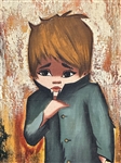 1960's Oil on Board of a Small Boy by Marais Rue Lepic