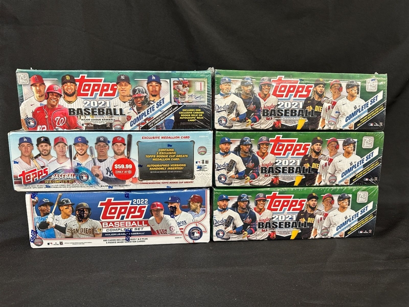 (6) Topps Baseball Factory Sealed Sets 2018 (Ohtani RC), 2021, 2022
