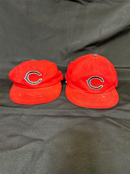 Pair of 1970-1971 Cleveland Indian Hats Signed by Team Members