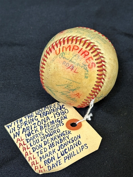 1980 Umpires Spring Training Signed Baseball 