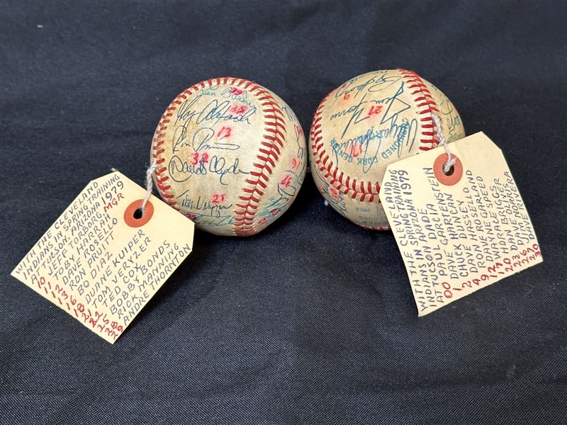(2) 1979 Cleveland Indians Spring Training Team Signed Baseballs